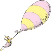 A whimsical balloon carries it's passenger off to exotic locations in a strong wind